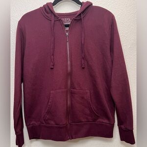 EUC Time and Tru Women’s Full-Zip Hoodie size L (12-14) Color Burgundy